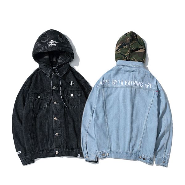 ape mens designer jackets 2019fw luxury hat detachable washed denim jacket brand classic camouflage coat casual jackets selling, Black;brown
ape mens designer jackets 2019fw luxury hat detachable washed denim jacket brand classic camouflage coat casual jackets selling, Black;brown