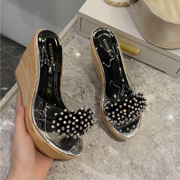 2020 fashion women black silver high heels platform slippers mules designer bling crystal wedges slides cork exotic dancer shoes
2020 fashion women black silver high heels platform slippers mules designer bling crystal wedges slides cork exotic dancer shoes