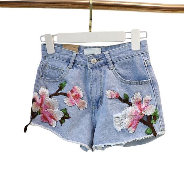 2020 new women summer shorts rose floral embroidery denim shorts ripped high waist irregular female #5027, White;black
2020 new women summer shorts rose floral embroidery denim shorts ripped high waist irregular female #5027, White;black