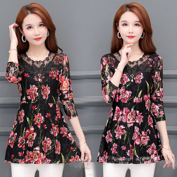 spring autumn female hollow out lace shirts women long sleeve floral print and blouses, White
spring autumn female hollow out lace shirts women long sleeve floral print and blouses, White