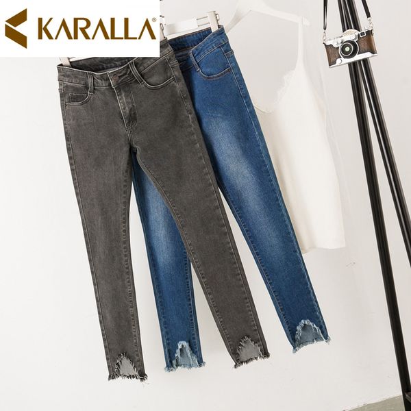 2019 spring large size women's clothing plus size stretch jeans fashion women ankle-length pants c1456, Blue
2019 spring large size women's clothing plus size stretch jeans fashion women ankle-length pants c1456, Blue