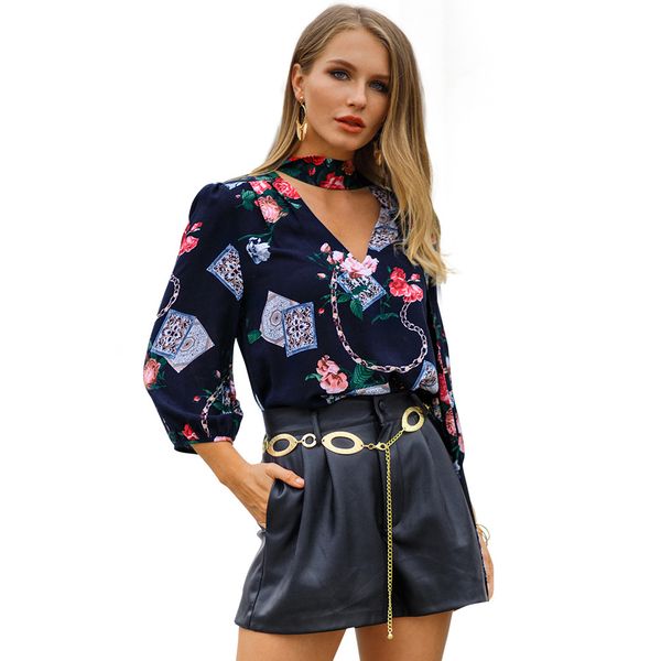 Women Clothing Sexy Flowers Printed Shirts Womens Blouses with Ribbon Spring Autumn Female Tops Free Shipping
Women Clothing Sexy Flowers Printed Shirts Womens Blouses with Ribbon Spring Autumn Female Tops Free Shipping