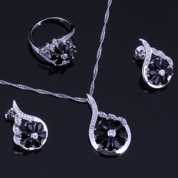 flower black cubic zirconia white cz 925 sterling silver jewelry sets for women earrings pendant chain ring v0320
flower black cubic zirconia white cz 925 sterling silver jewelry sets for women earrings pendant chain ring v0320