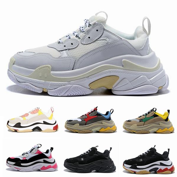 

2019 paris 17fw triple-s crystal bottom green luxury dad shoes platform triple s sneakers for mens women vintage kanye old grandpa trainers, Black