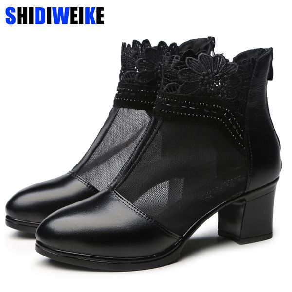 women ankle boots genuine leather ankle boots lace summer zapatos chaussures femme square high heel women shoes m536, Black
women ankle boots genuine leather ankle boots lace summer zapatos chaussures femme square high heel women shoes m536, Black