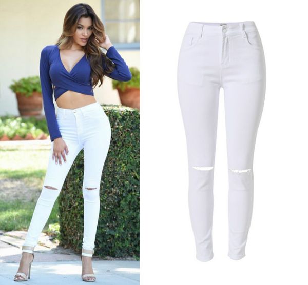 sindydell knee hole white cotton trousers feminina high waist stretch skinny jeans femme push up ripped jeans, Blue
sindydell knee hole white cotton trousers feminina high waist stretch skinny jeans femme push up ripped jeans, Blue