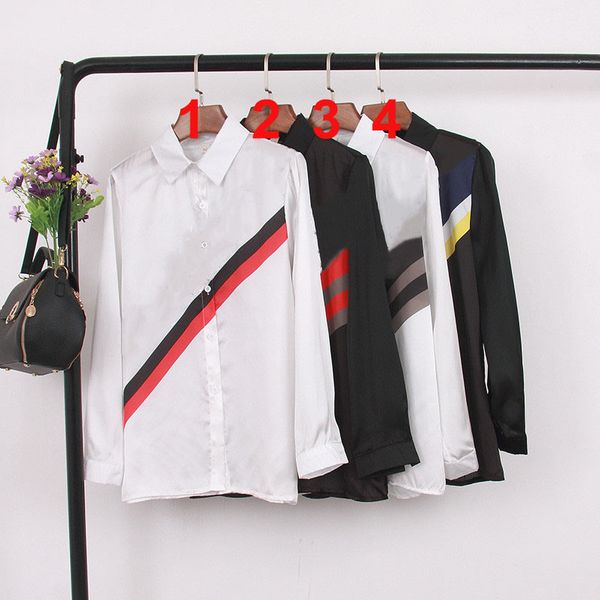2019 summer spring and autumn new color letter printing single-breasted slim temperament shirt female blouse, White
2019 summer spring and autumn new color letter printing single-breasted slim temperament shirt female blouse, White
