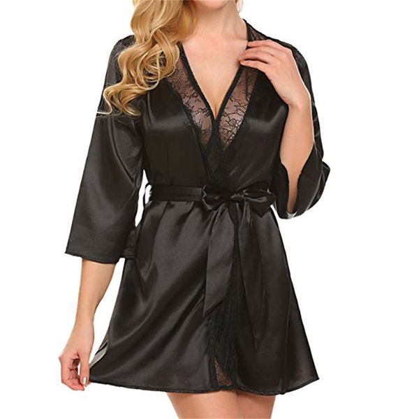 women plus size lingerie pajamas lace bath robe nightwear dressing gowns for women home bathrobe badjas #t5p, Black;red
women plus size lingerie pajamas lace bath robe nightwear dressing gowns for women home bathrobe badjas #t5p, Black;red
