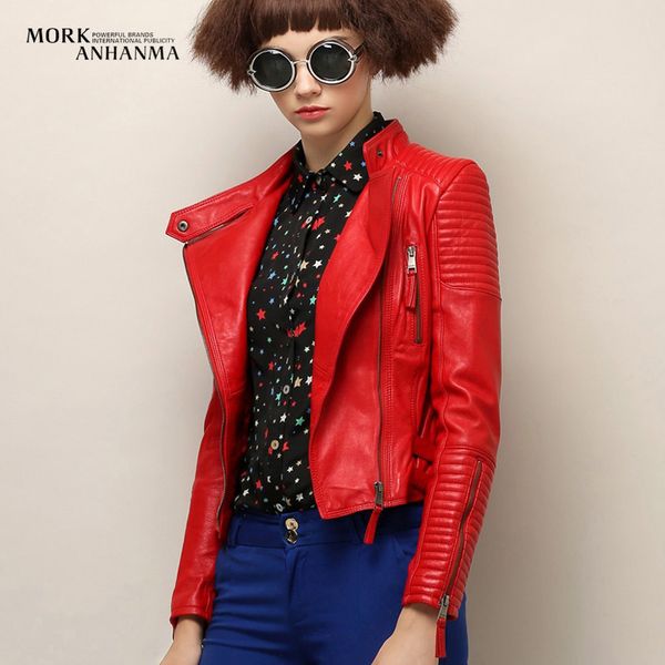 2016 women's slim fit motorcycle leather jacket fashion leather biker jacket lady red black sheepskin coat for women
2016 women's slim fit motorcycle leather jacket fashion leather biker jacket lady red black sheepskin coat for women