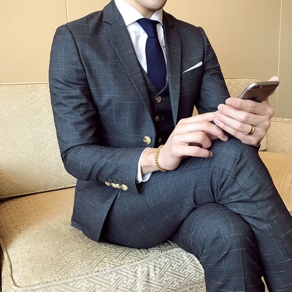 jackets + vests + pants ) high-end fashion check mens business casual suit 3 pcs set groom wedding dress tuxedo male slim suit, White;black
jackets + vests + pants ) high-end fashion check mens business casual suit 3 pcs set groom wedding dress tuxedo male slim suit, White;black