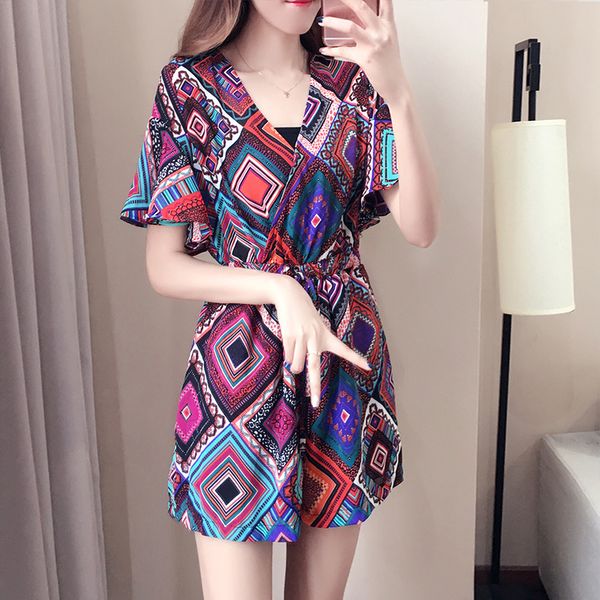 sexe mara summer plus size loose v neck empire printed bohemian playsuit short sleeve rompers womens jumpsuit beach overalls, Black;white
sexe mara summer plus size loose v neck empire printed bohemian playsuit short sleeve rompers womens jumpsuit beach overalls, Black;white