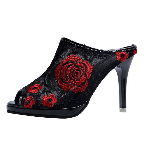 2020 new women's summer shoes high heel peep toe sandals platform pumps embroidery slippers slip on sandalet flower shoes, Black
2020 new women's summer shoes high heel peep toe sandals platform pumps embroidery slippers slip on sandalet flower shoes, Black