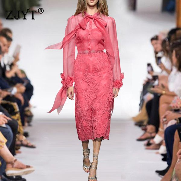 catwalk runway designer skirt suit set women 2019 new spring summer bow collar transparent oganza blouse+lace skirt 3pcs set, White
catwalk runway designer skirt suit set women 2019 new spring summer bow collar transparent oganza blouse+lace skirt 3pcs set, White