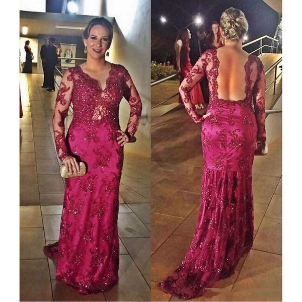 dark red mother of the groom dresses with long sleeve mermaid backless 2019 lace mothers bride evening gowns vestido mae e filha, Black;red
dark red mother of the groom dresses with long sleeve mermaid backless 2019 lace mothers bride evening gowns vestido mae e filha, Black;red
