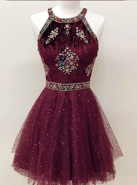 wine red velvet bling crystal graduation cocktail dresses halter sequined fabric beaded sequins short party prom dress formal gowns, Blue;red
wine red velvet bling crystal graduation cocktail dresses halter sequined fabric beaded sequins short party prom dress formal gowns, Blue;red