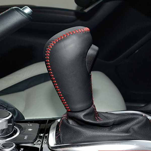 black leather red thread car gear shift knob cover case trim gear shift collars fit for cx-5 2015
black leather red thread car gear shift knob cover case trim gear shift collars fit for cx-5 2015