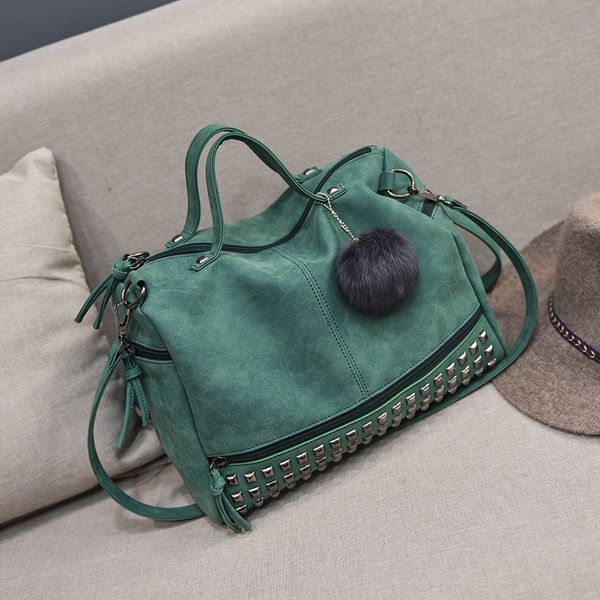 female bag light vintage big bag female rivets handbag pillow wool ball decorative shoulder crossbody
female bag light vintage big bag female rivets handbag pillow wool ball decorative shoulder crossbody