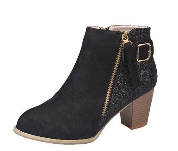 designer women sequins buckled booties fashion martin boots winter leather chunky heels round toe shoes with side zipper 4 colors us4-12, Black
designer women sequins buckled booties fashion martin boots winter leather chunky heels round toe shoes with side zipper 4 colors us4-12, Black