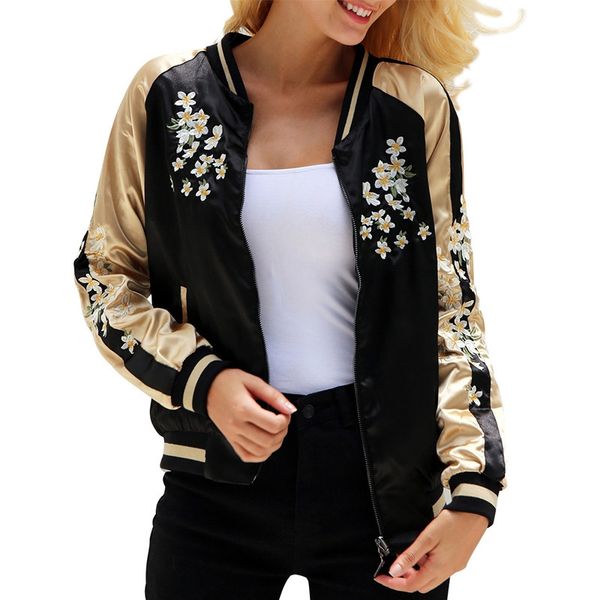 female satin jacket coat autumn winter street jacket women short casual baseball jackets basic reversible outerwear, Black;brown
female satin jacket coat autumn winter street jacket women short casual baseball jackets basic reversible outerwear, Black;brown