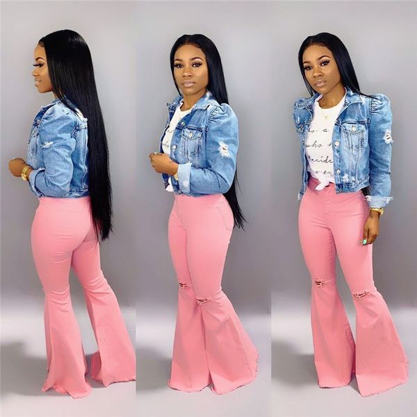 fall winter women flared jeans holes bell bottoms fashion solid color denim wide leg pants gym washed pink denim bootcut casual pants 1407, Black;gray
fall winter women flared jeans holes bell bottoms fashion solid color denim wide leg pants gym washed pink denim bootcut casual pants 1407, Black;gray