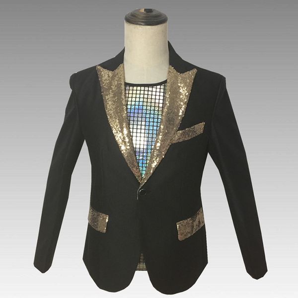 men's suits & blazers fashion presenter stage blazer jacket golden sequin single button male slim fit party suit coats man banquet dres, White;black
men's suits & blazers fashion presenter stage blazer jacket golden sequin single button male slim fit party suit coats man banquet dres, White;black