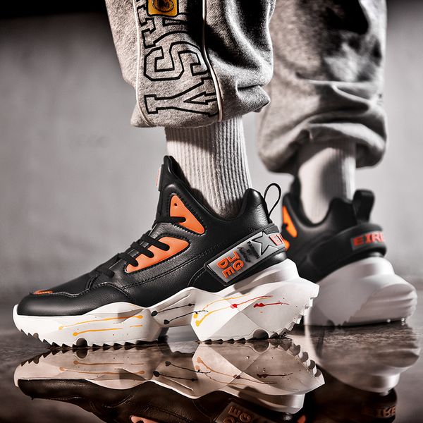 2020 running shoes fashion painted casual men's shoes non-slip height increasing cushioning mens sneakers made in china