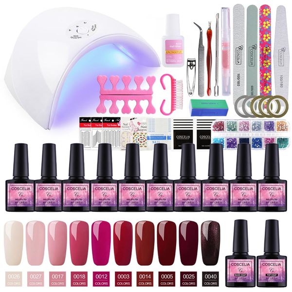 coscelia 10pcs gel nail polish set 36/24w lamp tools for manicure set for gel varnish nail art pusher all manicure
coscelia 10pcs gel nail polish set 36/24w lamp tools for manicure set for gel varnish nail art pusher all manicure