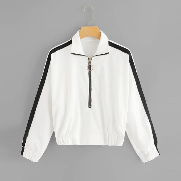 fashion women's long sleeve zipper contrast tape side corduroy sweatshirt ladies women long sleeve zipper sweatshirt streetwear, Black
fashion women's long sleeve zipper contrast tape side corduroy sweatshirt ladies women long sleeve zipper sweatshirt streetwear, Black