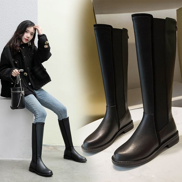 genuine leather knee-high boots versatile slimming plus velvet women's boots after zipper knee thigh boot, Black
genuine leather knee-high boots versatile slimming plus velvet women's boots after zipper knee thigh boot, Black
