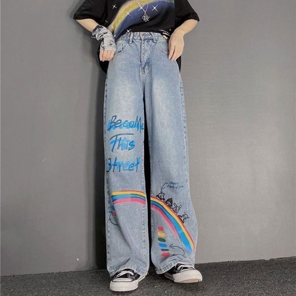 couples instagram floor-length trousers baggy wide-leg denim trousers high-waisted straight tube rainbow graffiti spray jeans ma, Blue
couples instagram floor-length trousers baggy wide-leg denim trousers high-waisted straight tube rainbow graffiti spray jeans ma, Blue