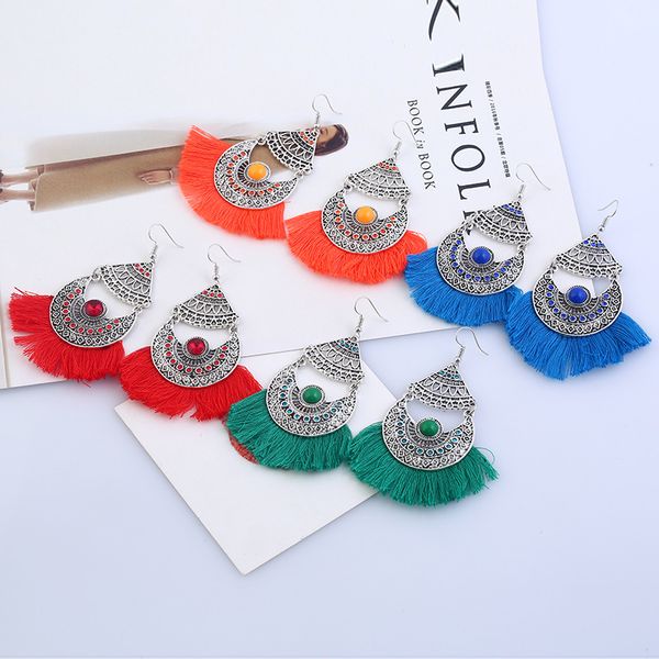 fashion vintage bohemian fan-shaped handmade silk thread tassel earrings women girl jewelry creative designer earrings holiday gift, Silver
fashion vintage bohemian fan-shaped handmade silk thread tassel earrings women girl jewelry creative designer earrings holiday gift, Silver