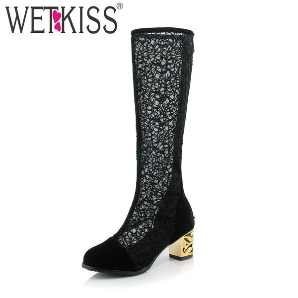 wetkiss thick high heels women boots flock round toe lace zip footwear antumn fashion boots 2018 new knee high female shoes, Black
wetkiss thick high heels women boots flock round toe lace zip footwear antumn fashion boots 2018 new knee high female shoes, Black
