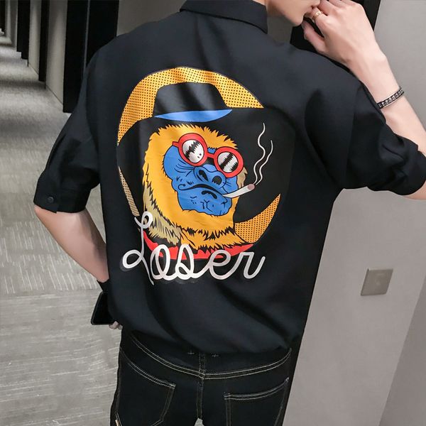 wind short-sleeved set loose header sleeve set 5 minutes of sleeve stripe coat a236-7007 - p50 headdress flower men shirt, White;black
wind short-sleeved set loose header sleeve set 5 minutes of sleeve stripe coat a236-7007 - p50 headdress flower men shirt, White;black