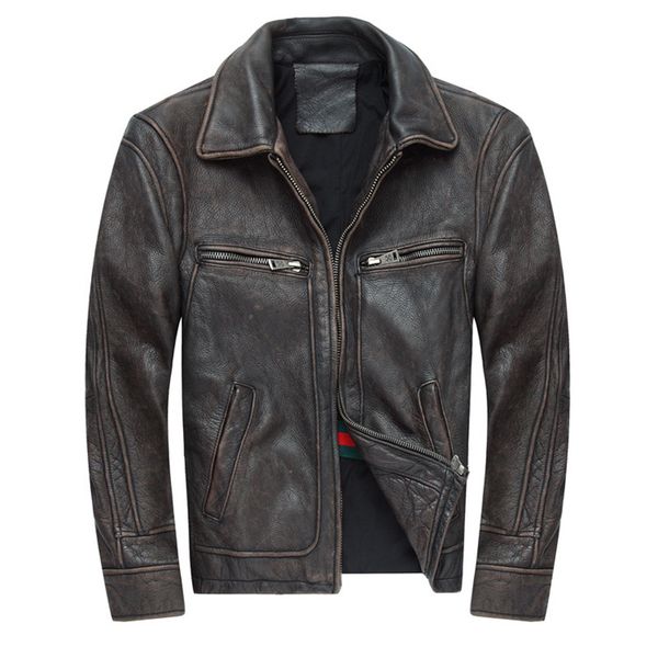 2017 new men retro vintage brown genuine leather jacket fashion motorcycle jackets thick cowhide winter coats, Black
2017 new men retro vintage brown genuine leather jacket fashion motorcycle jackets thick cowhide winter coats, Black