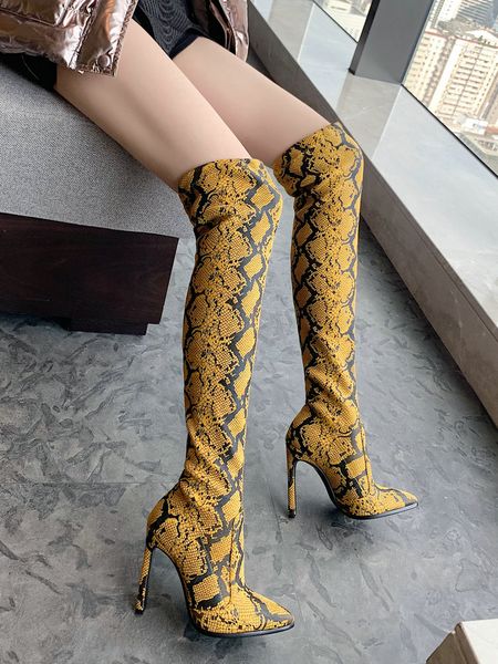 snake print over the knee boots women stretch high heels boots pointed toe winter long high brown yellow white, Black
snake print over the knee boots women stretch high heels boots pointed toe winter long high brown yellow white, Black