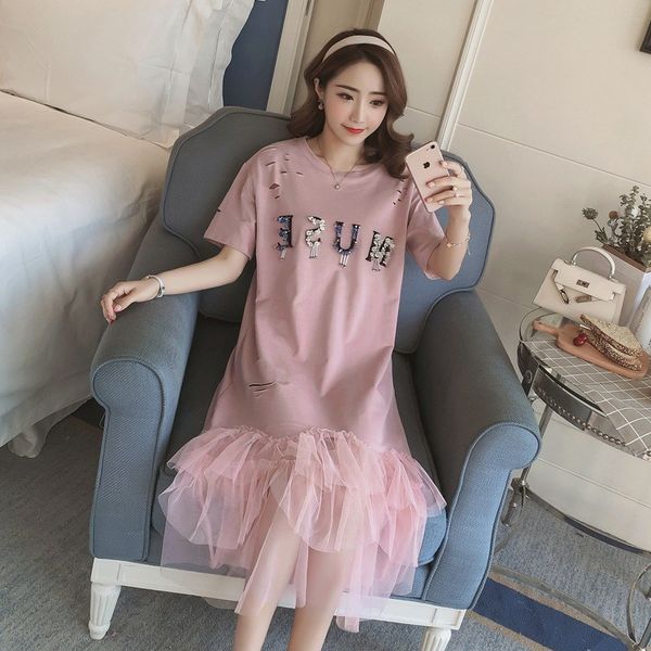 pregnant women summer t-shirt short sleeve thin fashion loose t-shirt dress mid-length over-the-knee gauze joint fishtail, White
pregnant women summer t-shirt short sleeve thin fashion loose t-shirt dress mid-length over-the-knee gauze joint fishtail, White