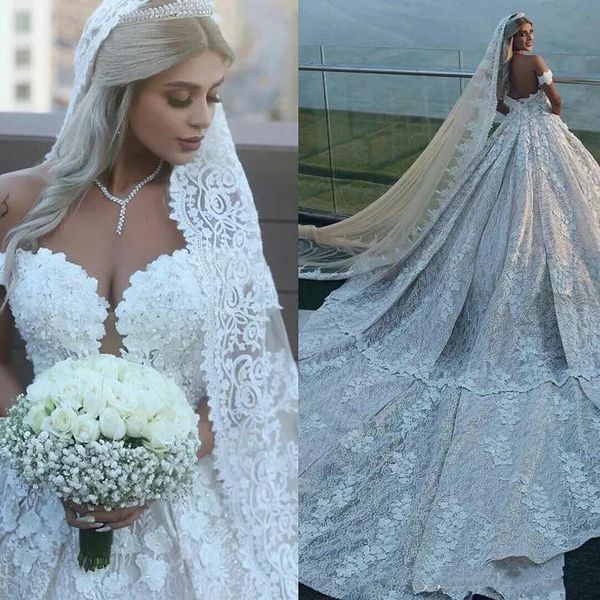 2019 Ball Gown Wedding Dress Vestido De Noiva Lace Appliques Long Train Arabic Wedding Gowns Back A Line Plus Size Luxury Bridal Dress, White
2019 Ball Gown Wedding Dress Vestido De Noiva Lace Appliques Long Train Arabic Wedding Gowns Back A Line Plus Size Luxury Bridal Dress, White