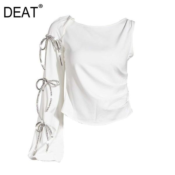 deat women rhinestones bow white blouse new round neck single shoulder loose fit shirt fashion tide spring summer 2020 1w333
deat women rhinestones bow white blouse new round neck single shoulder loose fit shirt fashion tide spring summer 2020 1w333