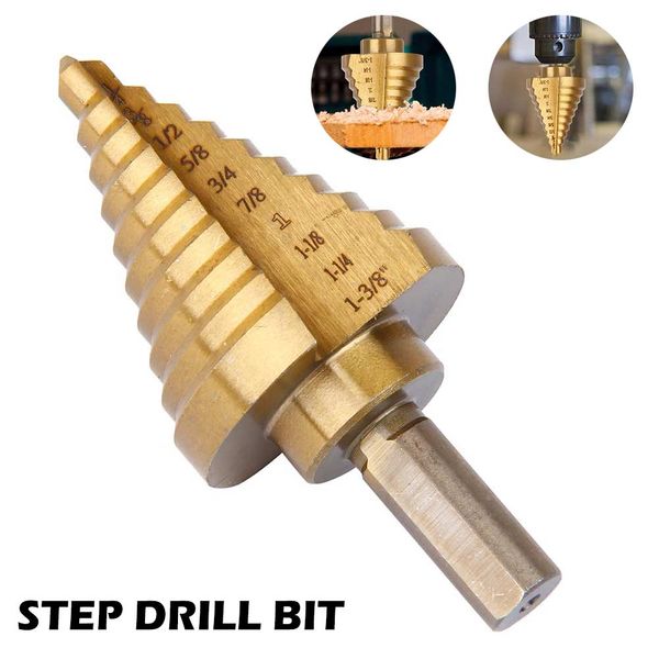 1/4'' 1-3/8'' hss titanium coated step drill bit drilling power tools for metal high speed steel wood hole cutter cone d
1/4'' 1-3/8'' hss titanium coated step drill bit drilling power tools for metal high speed steel wood hole cutter cone d