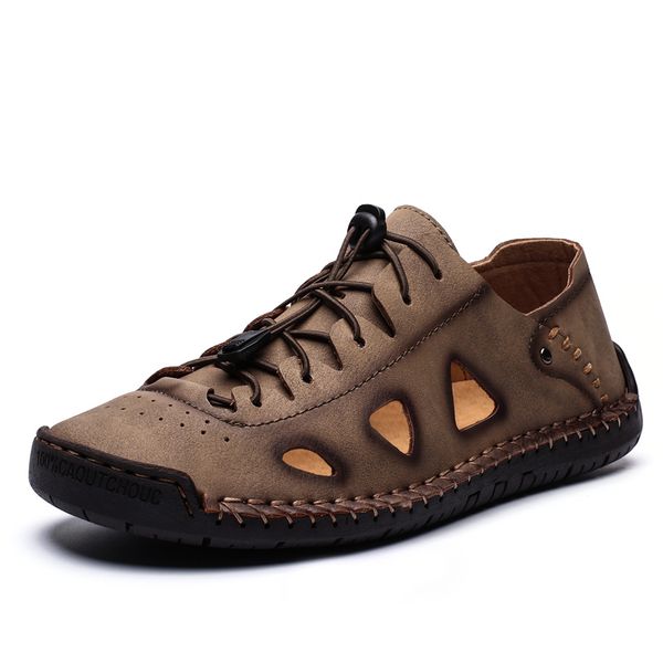 men shoes summer handmade leather hollow out sandals outdoor beach classic casual shoes anti-slip hiking sneakers plus size t200420, Black
men shoes summer handmade leather hollow out sandals outdoor beach classic casual shoes anti-slip hiking sneakers plus size t200420, Black