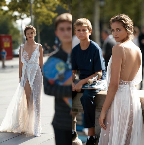 2020 modest lizmartinez spaghetti backless sleeveless front split a line wedding dresses beaded wedding gowns sweep train robe de mariée, White
2020 modest lizmartinez spaghetti backless sleeveless front split a line wedding dresses beaded wedding gowns sweep train robe de mariée, White