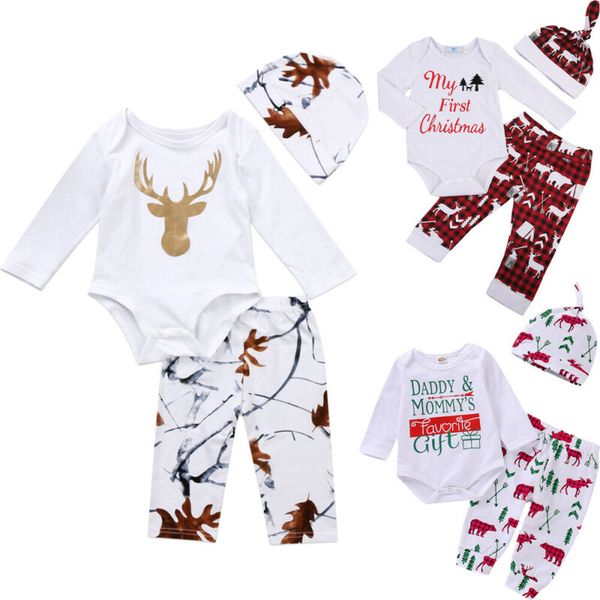 3pcs newborn baby girl boy christmas clothes cotton romper pants hat outfit xmas, Pink;blue
3pcs newborn baby girl boy christmas clothes cotton romper pants hat outfit xmas, Pink;blue