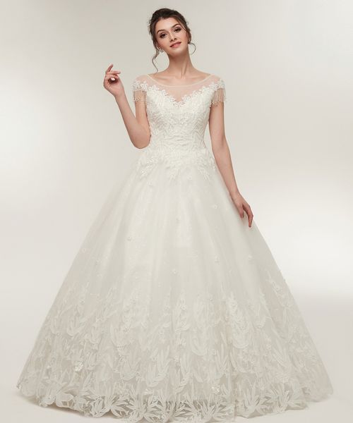 simple plus size wedding dresses round collar with appliques short sleeves a line tulle edge with long bride dresses for women wedding dress, White
simple plus size wedding dresses round collar with appliques short sleeves a line tulle edge with long bride dresses for women wedding dress, White