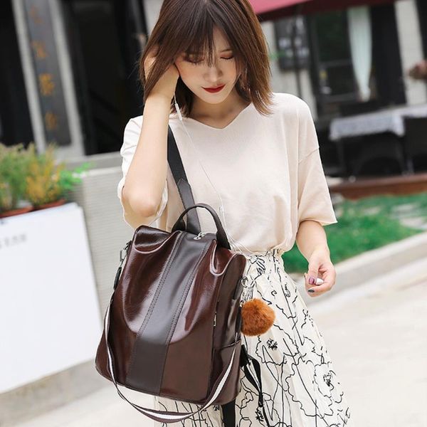 fashion vintage splicing color backpacks anti-theft durable pu oil leather women shoulders bags simple casual knapsacks
fashion vintage splicing color backpacks anti-theft durable pu oil leather women shoulders bags simple casual knapsacks
