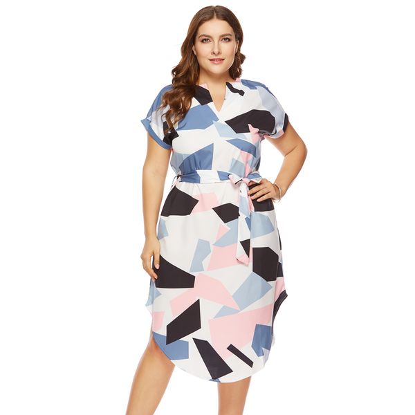 wipalo plus size elegant women summer v neck beach tunic long dresses geometric color block print bohemian sashes vestidos j190530, Black;pink
wipalo plus size elegant women summer v neck beach tunic long dresses geometric color block print bohemian sashes vestidos j190530, Black;pink