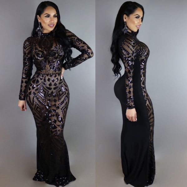 new foreign trade european station popular long-sleeved round neck sequined dress, White;black
new foreign trade european station popular long-sleeved round neck sequined dress, White;black