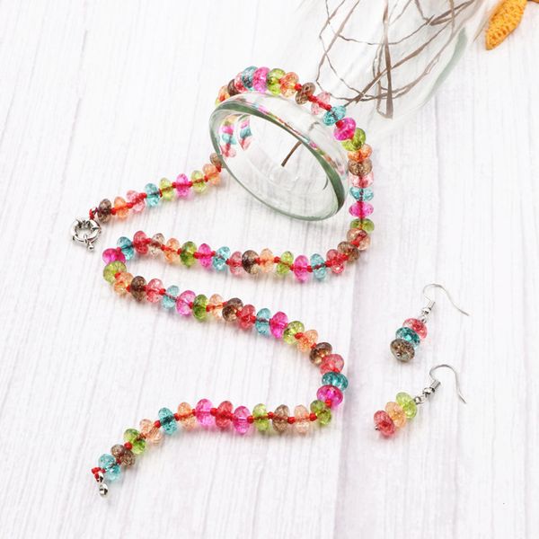 new multicolor crystal necklace earrings set tourmaline stone pendants necklace chain dangles fashion jewelry sets gift 18" a994, Silver
new multicolor crystal necklace earrings set tourmaline stone pendants necklace chain dangles fashion jewelry sets gift 18" a994, Silver