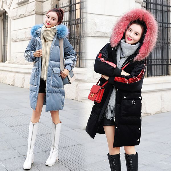 sequin cotton-padded clothes women's dress mid-length korean-style 2019 winter new style gold velvet down jacket cotton-padded c, Blue;black
sequin cotton-padded clothes women's dress mid-length korean-style 2019 winter new style gold velvet down jacket cotton-padded c, Blue;black
