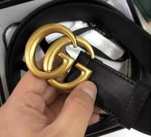 0996men's leisure business black leather ggbelt gold buckleguccisbig buckle belt ladies designersfashion belt, Black;brown