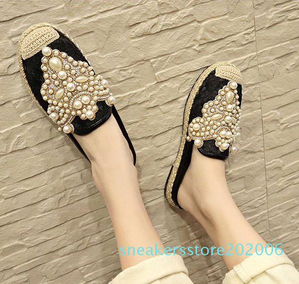 ake sia fashion pearly crystal lace casual women female mujer lazy slip-on half slippers plimsolls loafers mules flat shoes s06, Black
ake sia fashion pearly crystal lace casual women female mujer lazy slip-on half slippers plimsolls loafers mules flat shoes s06, Black